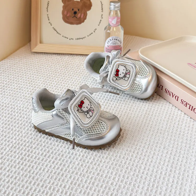Sanrio Shoe Hello Kitty Children's Moral Training Shoes Girl Breathable Mesh Surface Sneakers Soft Sole Casual Board Shoes Gift