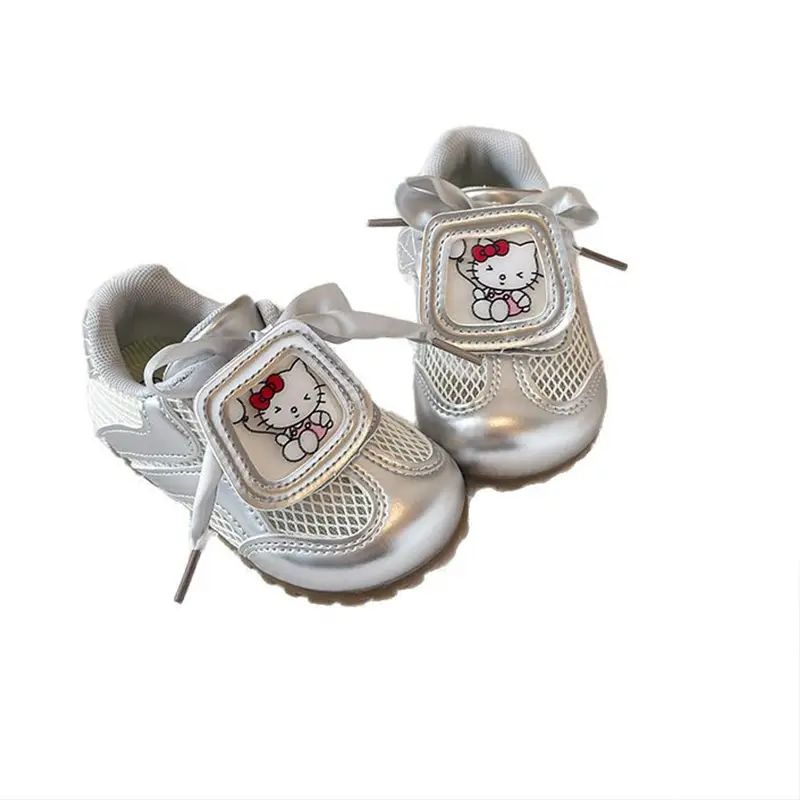 Sanrio Shoe Hello Kitty Children's Moral Training Shoes Girl Breathable Mesh Surface Sneakers Soft Sole Casual Board Shoes Gift