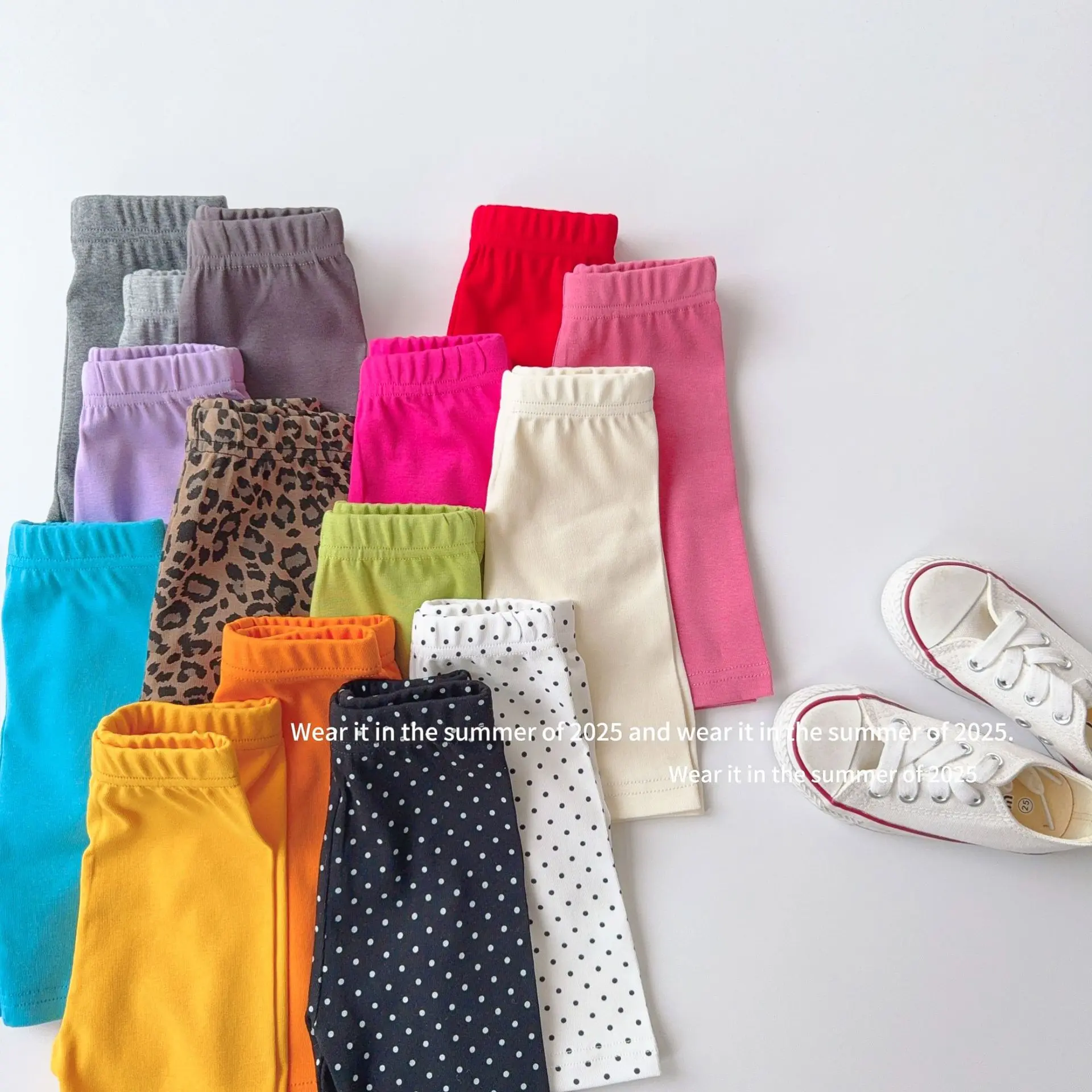 Girls Colorful Safety Pants Candy Colored Anti Glare Super Stretch Barbie Shark Pants Summer Solid Color Five Quarter Shorts
