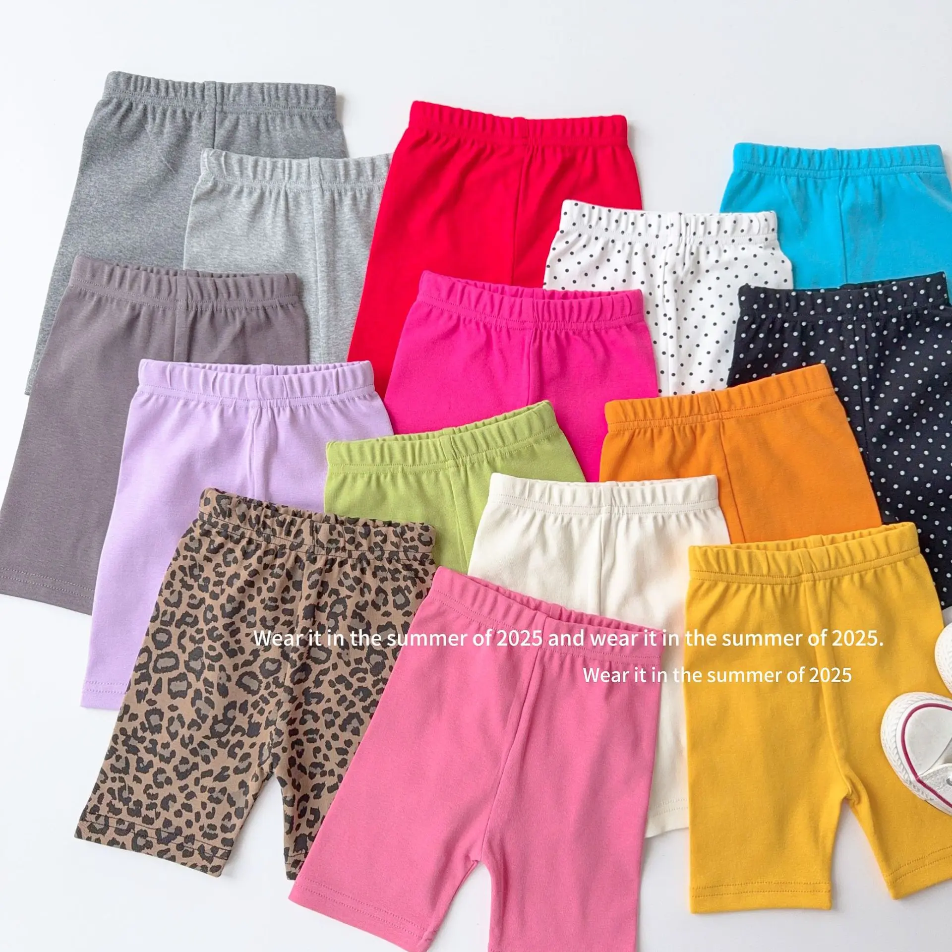 Girls Colorful Safety Pants Candy Colored Anti Glare Super Stretch Barbie Shark Pants Summer Solid Color Five Quarter Shorts