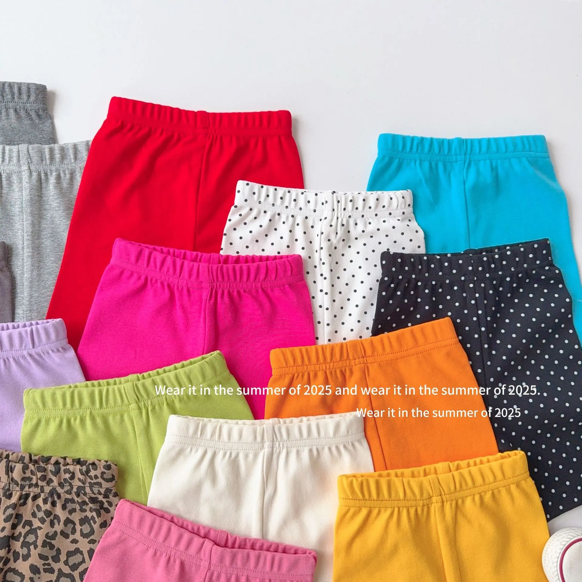 Girls Colorful Safety Pants Candy Colored Anti Glare Super Stretch Barbie Shark Pants Summer Solid Color Five Quarter Shorts