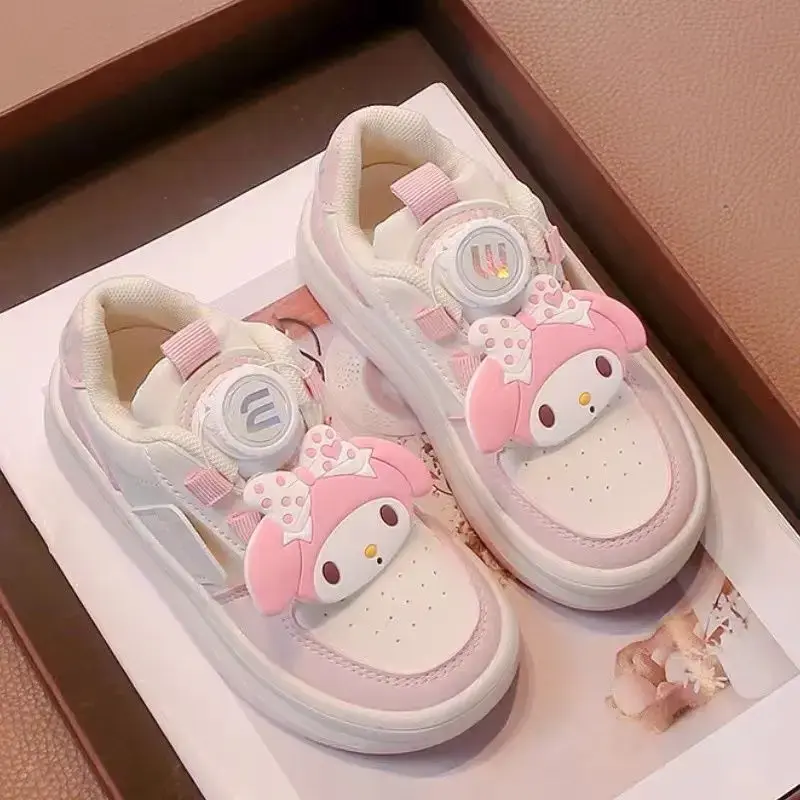 Children's Cute Melody Casual Board Shoes Girl's Cartoon Sneakers Spring and Autumn New Kawaii Kuromi Anti Slip Soft Sole Shoes