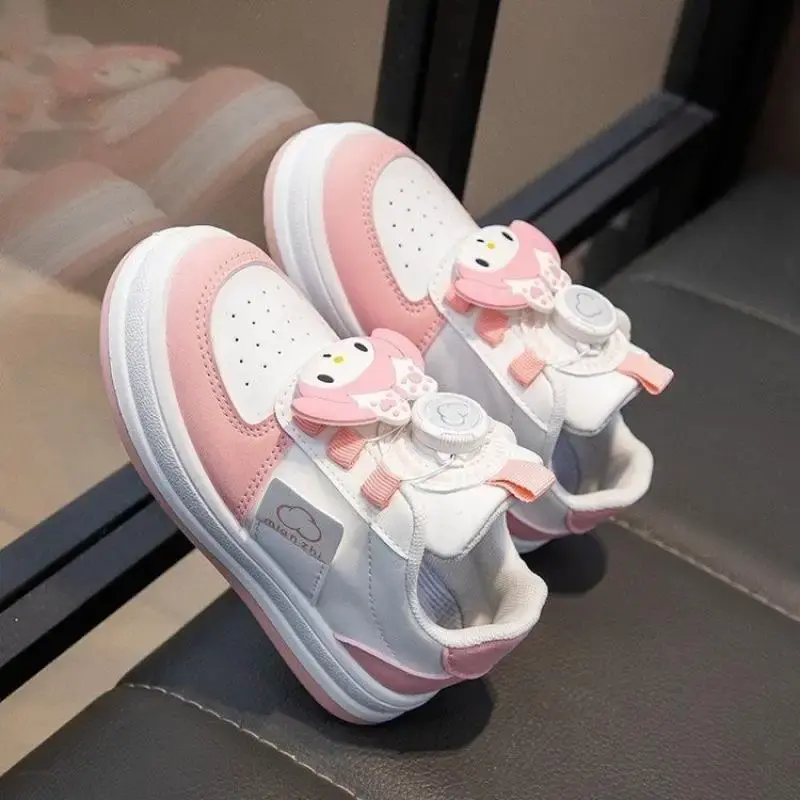 Children's Cute Melody Casual Board Shoes Girl's Cartoon Sneakers Spring and Autumn New Kawaii Kuromi Anti Slip Soft Sole Shoes