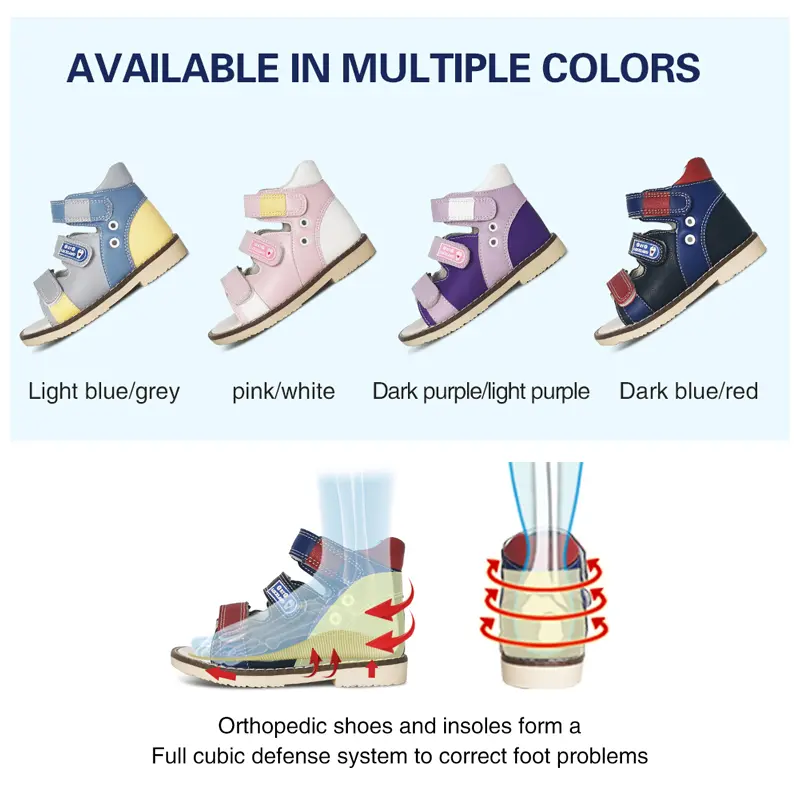 Summer Black Sandal Kid Orthopedic Leather Open Toe  Children School Boys Girls Shoes Tiptoe Flatfoot Footwear With arch support
