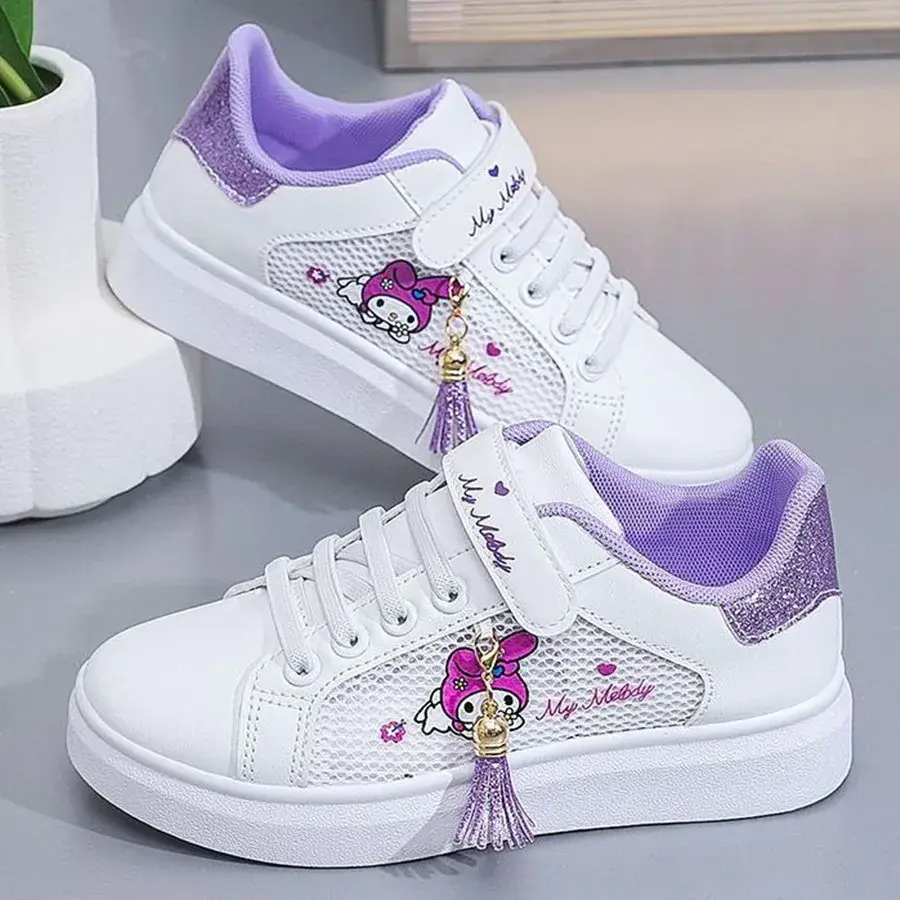 Sanrio kuromi  Girl Flat Shoes Breathable Sneakers Student Running Shoes Cartoon Cute Board Shoes My Melody Casual Shoes