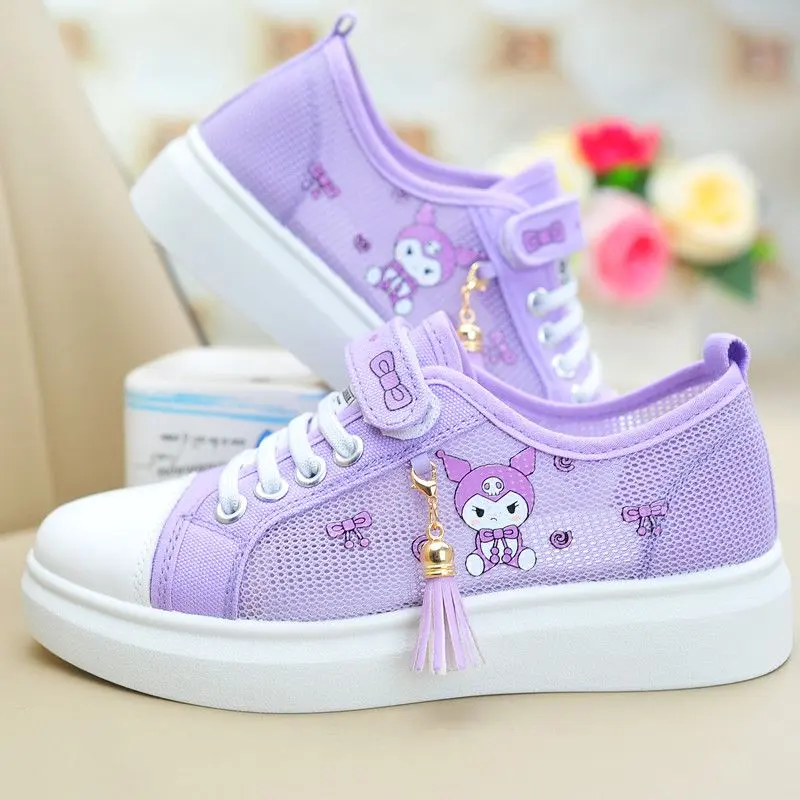 Sanrio kuromi  Girl Flat Shoes Breathable Sneakers Student Running Shoes Cartoon Cute Board Shoes My Melody Casual Shoes