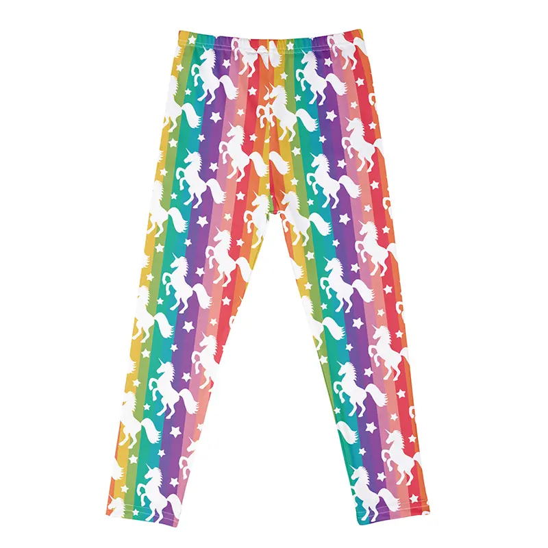 Kids Girls Leggings Spring Summer Cartoon Unicorn Flower Printed Tights for Children Girls Elastic Trousers Casual Pencil Pants