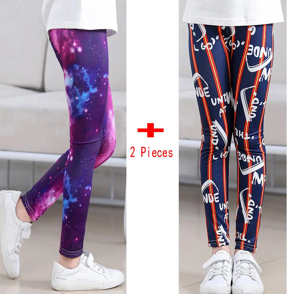 2Pcs/lot Print Kids Baby Girl Leggings Spring Summer Children Stretch Slim Pants for 2-6 Years