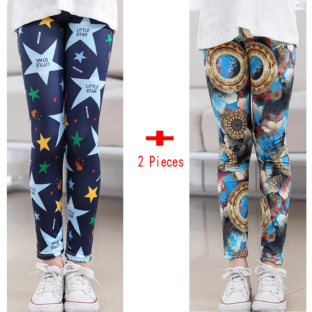2Pcs/lot Print Kids Baby Girl Leggings Spring Summer Children Stretch Slim Pants for 2-6 Years