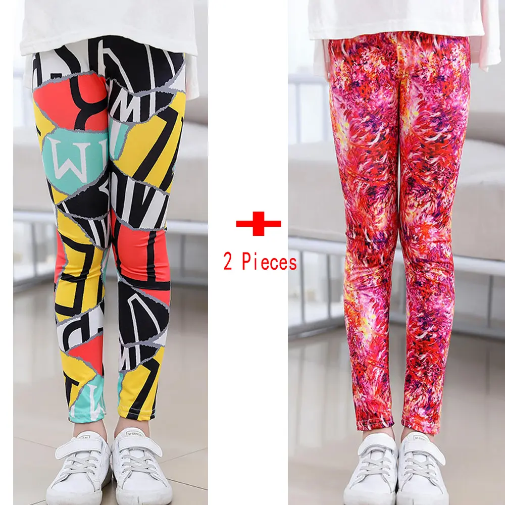 2Pcs/lot Print Kids Baby Girl Leggings Spring Summer Children Stretch Slim Pants for 2-6 Years