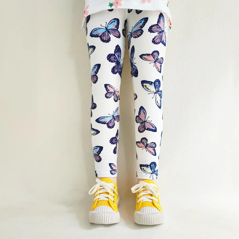 Cute Girls Leggings Spring Autumn Printing Flower Pants Sweet Girl Pencil Pants Kids Trousers Children Clothing