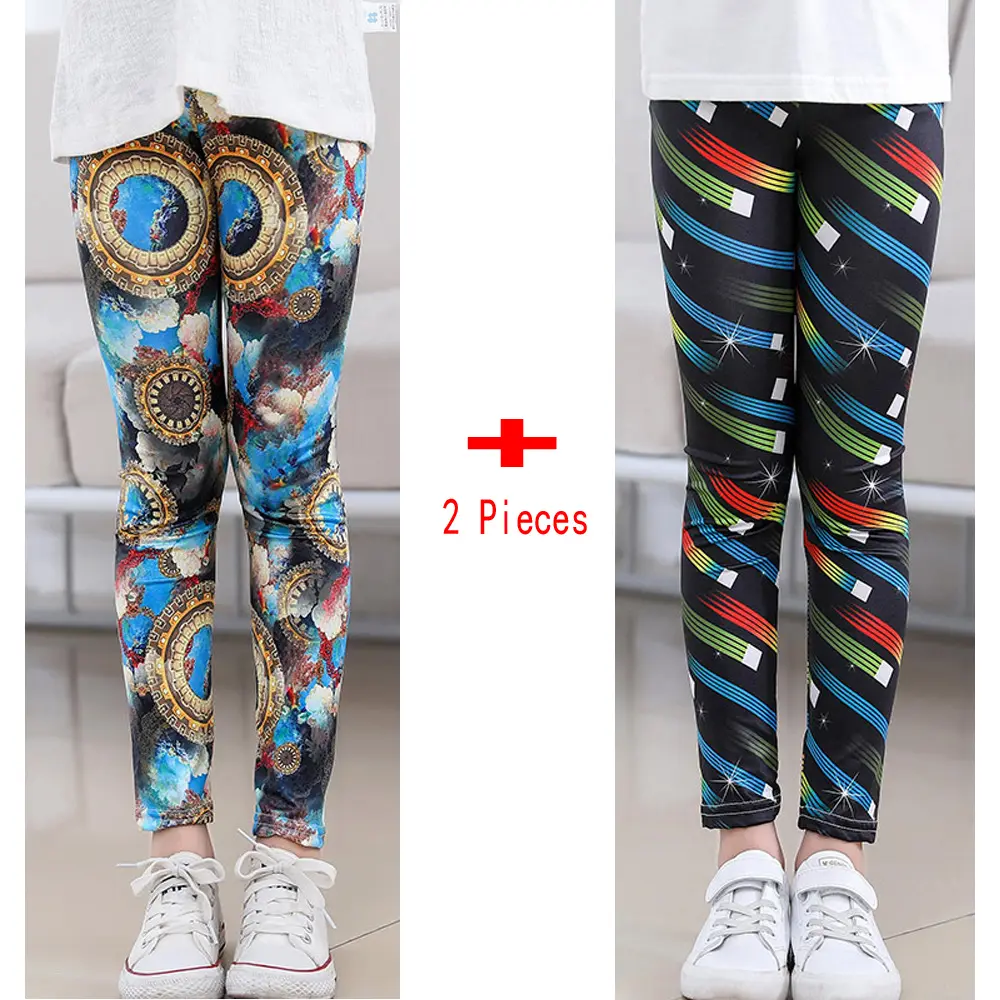 2Pcs/lot Print Kids Baby Girl Leggings Spring Summer Children Stretch Slim Pants for 2-6 Years