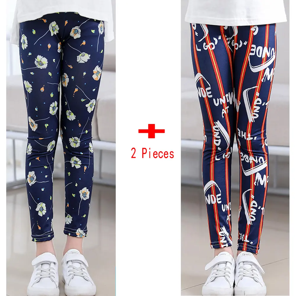 2Pcs/lot Print Kids Baby Girl Leggings Spring Summer Children Stretch Slim Pants for 2-6 Years