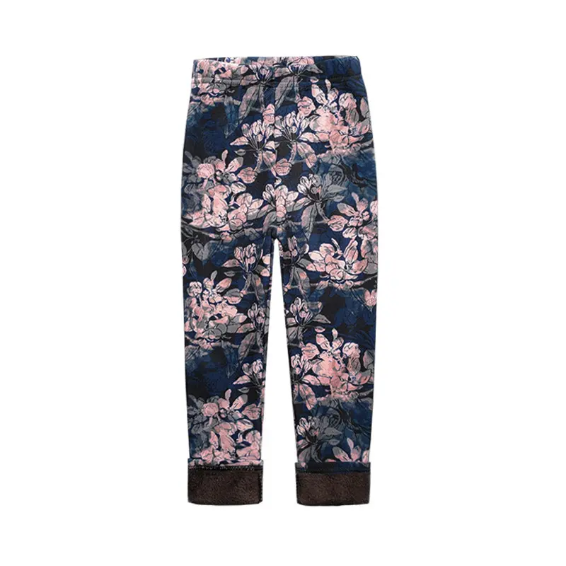 Children's Clothes Girl Pants Autumn Winter Fleece Keep Warm Leggings Tights For Girls Vintage Floral Warm Trousers 2-11 Year