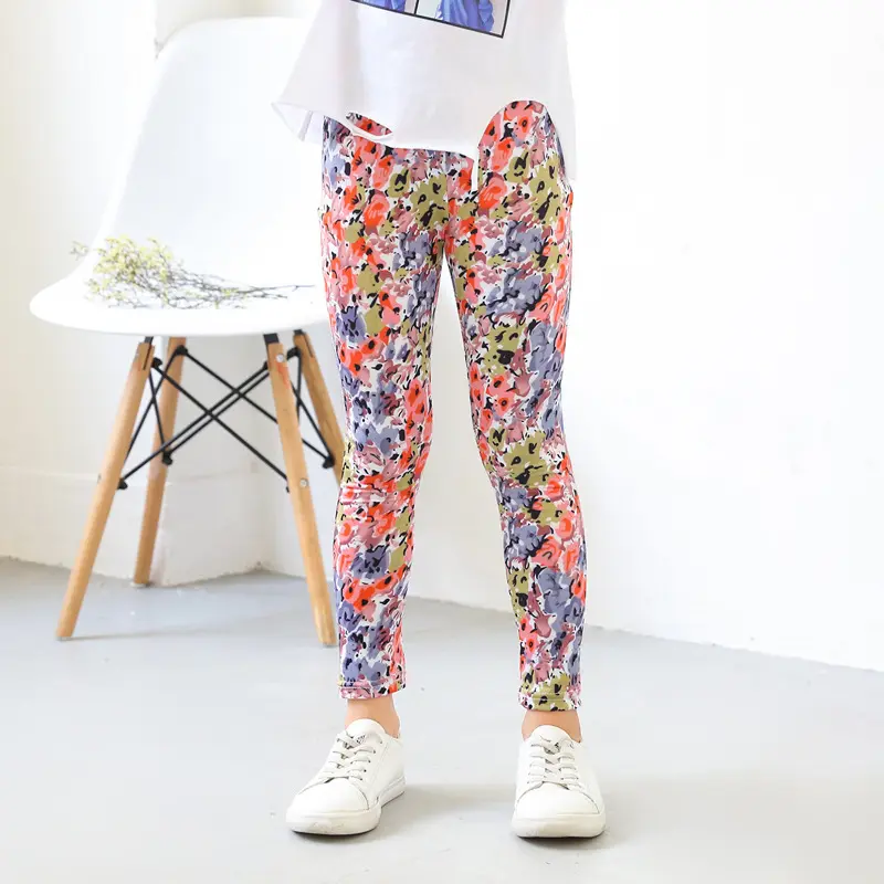 2025 spring Kids Girls Leggings Autumn Solid Children Trousers Casual Daisy butterfly stretch Pencil Pants Toddler 8 10 12 year