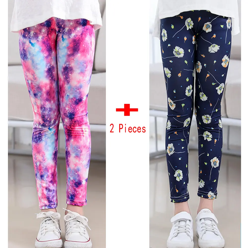 2Pcs/lot Kids Leggings for Girls Children Elastic Pencil Pants Fashion Print Skinny Trousers Baby Casual Outdoor Clothes
