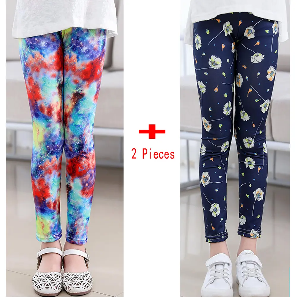 2Pcs/lot Kids Leggings for Girls Children Elastic Pencil Pants Fashion Print Skinny Trousers Baby Casual Outdoor Clothes