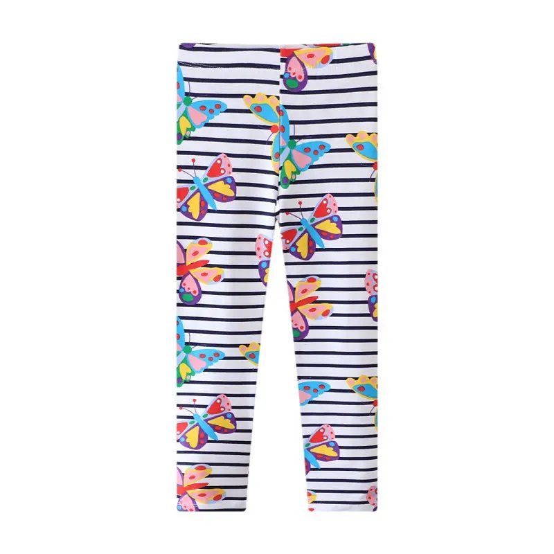 Little maven Fashion Baby Girls Leggings Butterfly Autumn Cotton Korean Children Clothes Casual Striped Pants for Kids