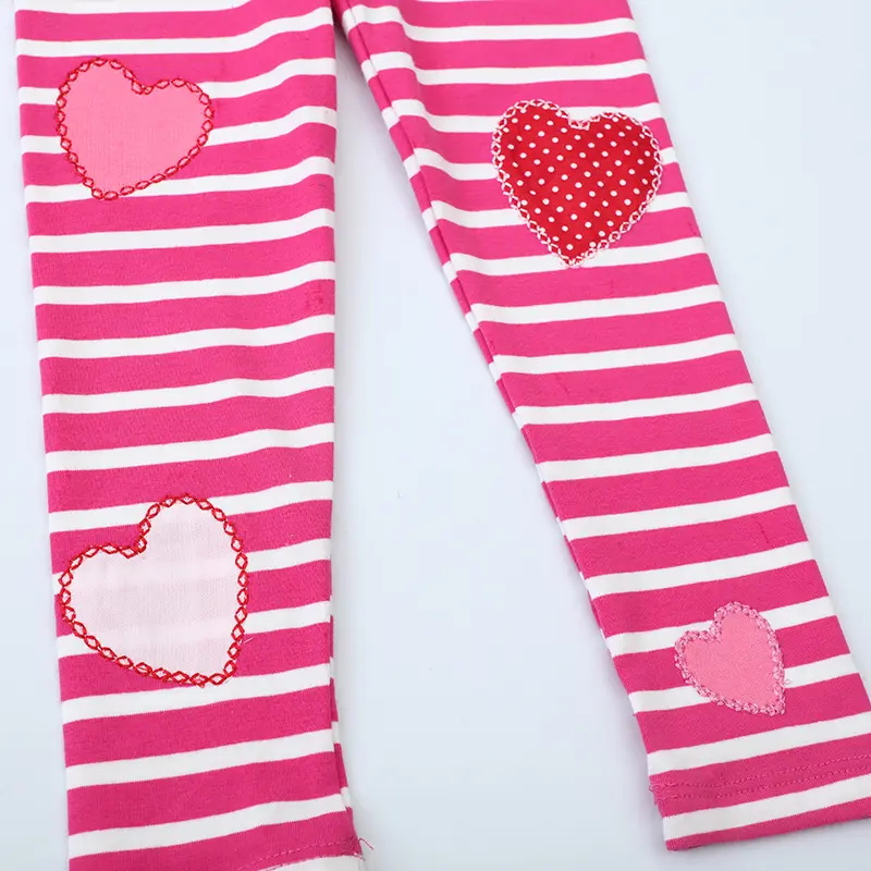 Little maven Kids Clothes 2024 Autumn Girls Pants Cotton Trousers Toddler Cartoon Hearts Striped Children's Clothing Leggings