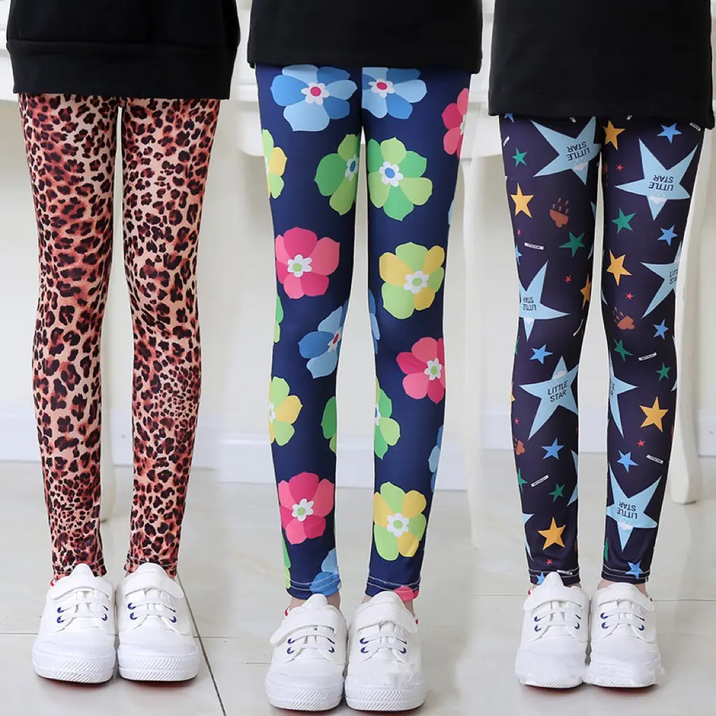 1pcs Spring Autumn Girls Leggings Thin Fashion Cartoon Tight Pants Baby Girls Slim Fit Flower Leggings Summer Children's Pants