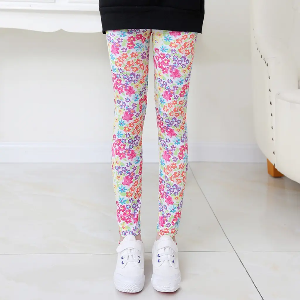 1pcs Spring Autumn Girls Leggings Thin Fashion Cartoon Tight Pants Baby Girls Slim Fit Flower Leggings Summer Children's Pants