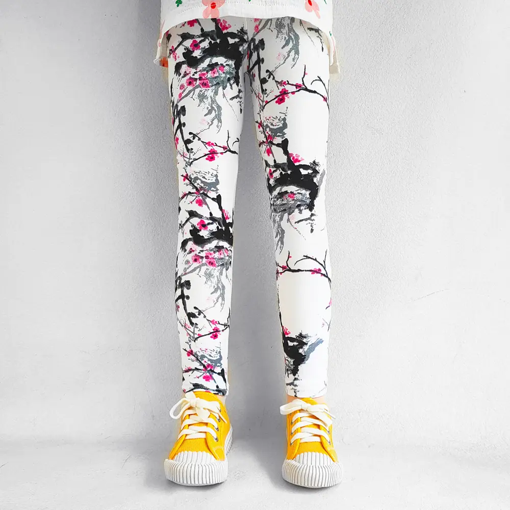 Printing Flowers Tight Baby Leggings for Kids Girls Stretch Slim Pants Children's Clothing