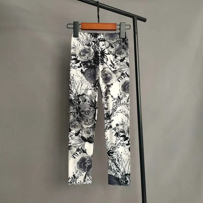 Printing Flowers Tight Baby Leggings for Kids Girls Stretch Slim Pants Children's Clothing