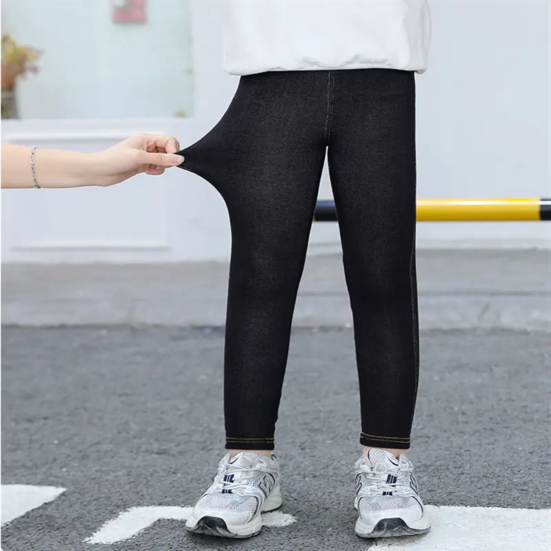 Teenager Children Kids Imitation Jeans for Girl Pants Spring Autumn Elasticity Slim Pencil Pants