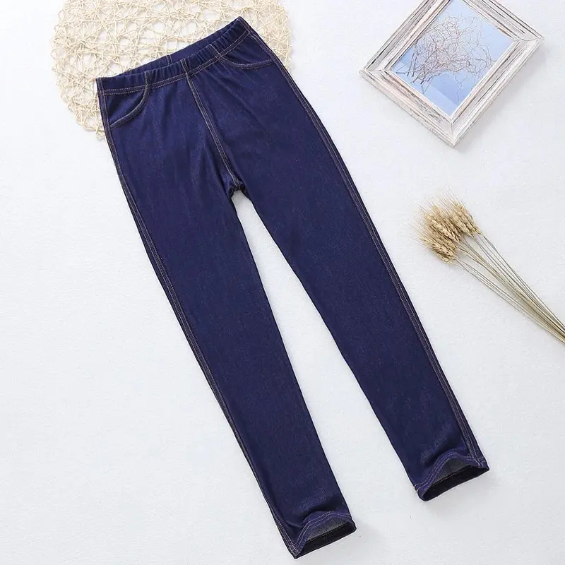 Teenager Children Kids Imitation Jeans for Girl Pants Spring Autumn Elasticity Slim Pencil Pants