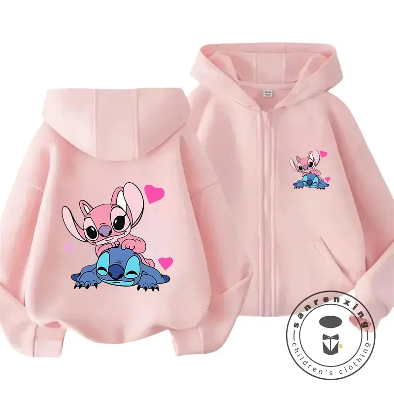 Disney Stitch Kawaii Printed Children's Clothing 3 14 Years Old Boys and Girls Clothing Street Casual Sports Warm Soft Hoodie