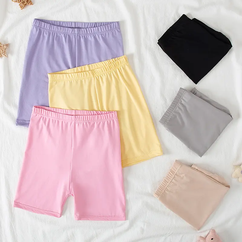 6/1 Pack Girls Solid Candy-colored Safety Underwear Girls Comfortable Breathable Leggings Boxer Elastic Waist Student Shorts