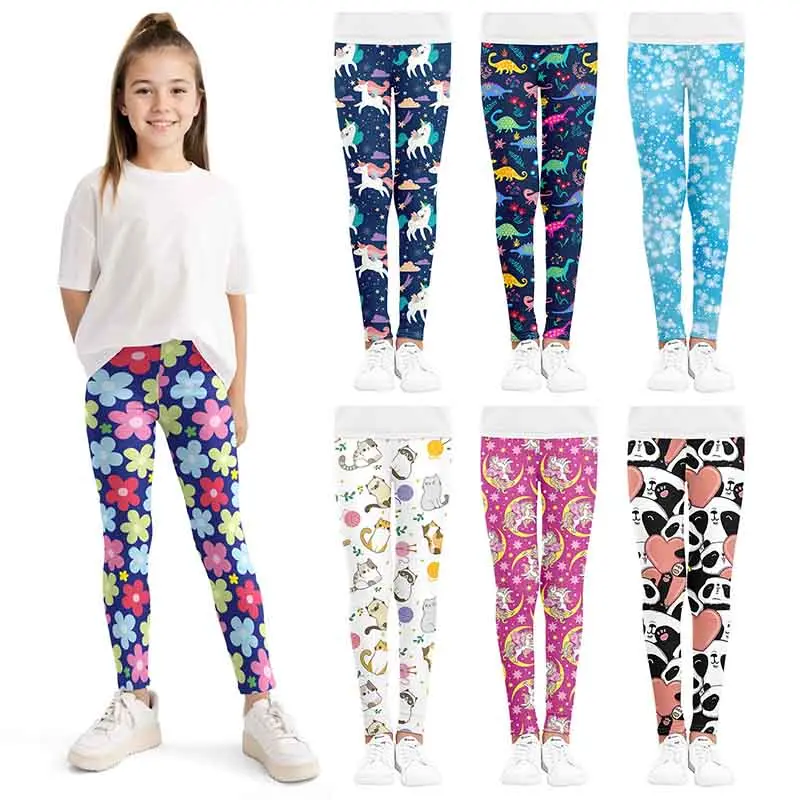 Girls Leggings Baby Kids Cartoon Unicorn Printing Long Tights for Girls Pants Elastic Sports Trousers Children's Skinny Leggings