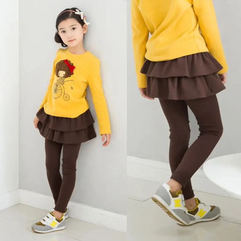 Kids Leggings for Toddler Baby Girls Pants Spring Autumn Fake Two Skirt-Pants Children Trousers Cotton Legging 2-10 Y