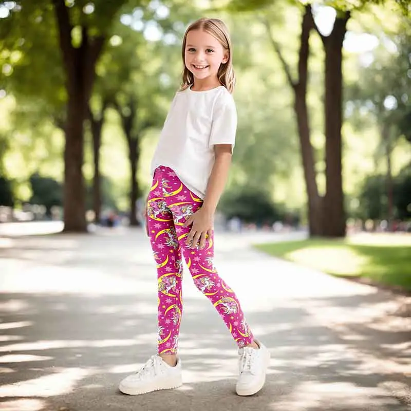 Girls Leggings Baby Kids Cartoon Unicorn Printing Long Tights for Girls Pants Elastic Sports Trousers Children's Skinny Leggings