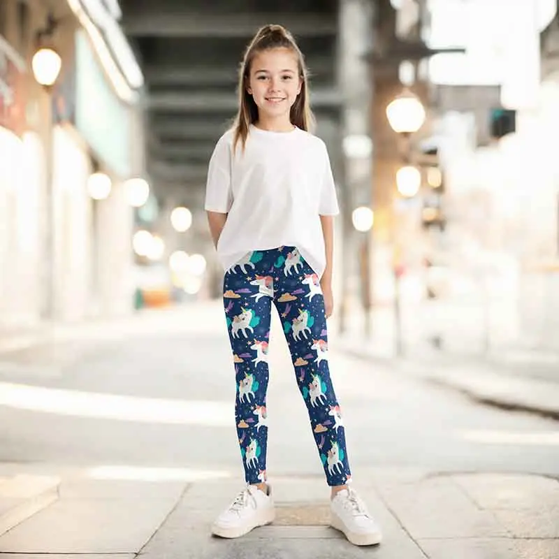 Girls Leggings Baby Kids Cartoon Unicorn Printing Long Tights for Girls Pants Elastic Sports Trousers Children's Skinny Leggings