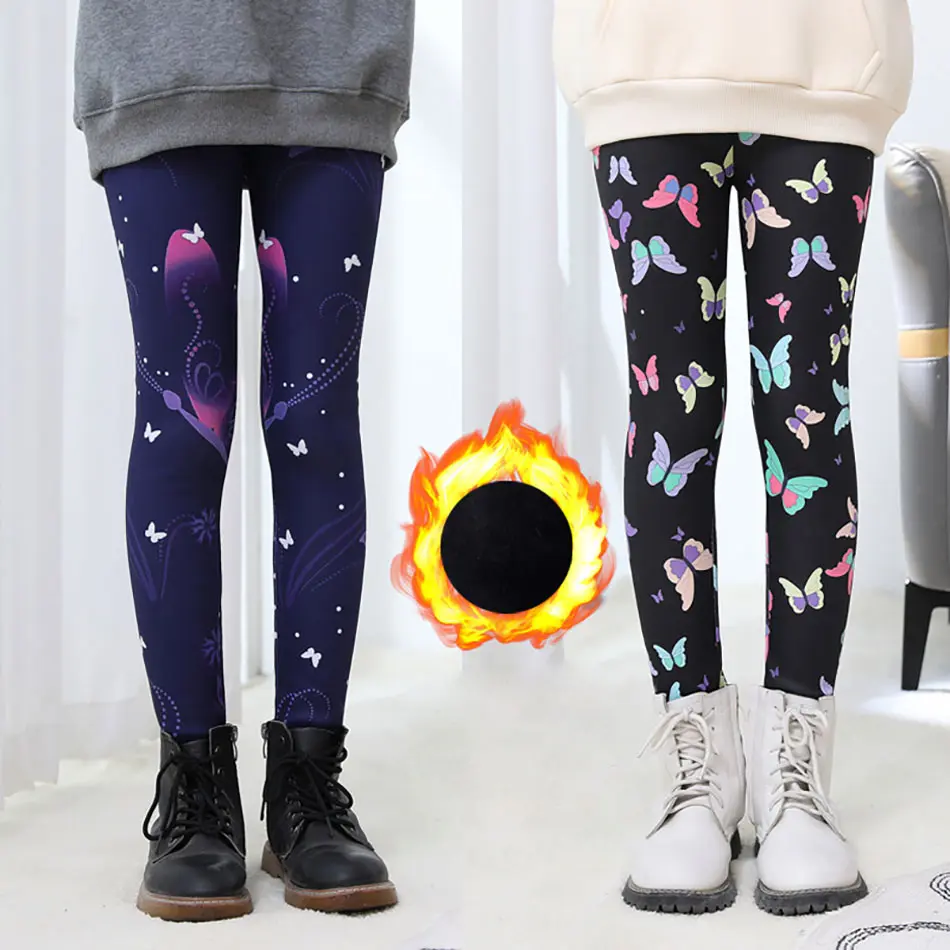 Extra Cozy Warmth Plush Lined Girls Winter Leggings High Elasticity Long Pants with Soft Fleece Suitable Autumn Winter Cold Days