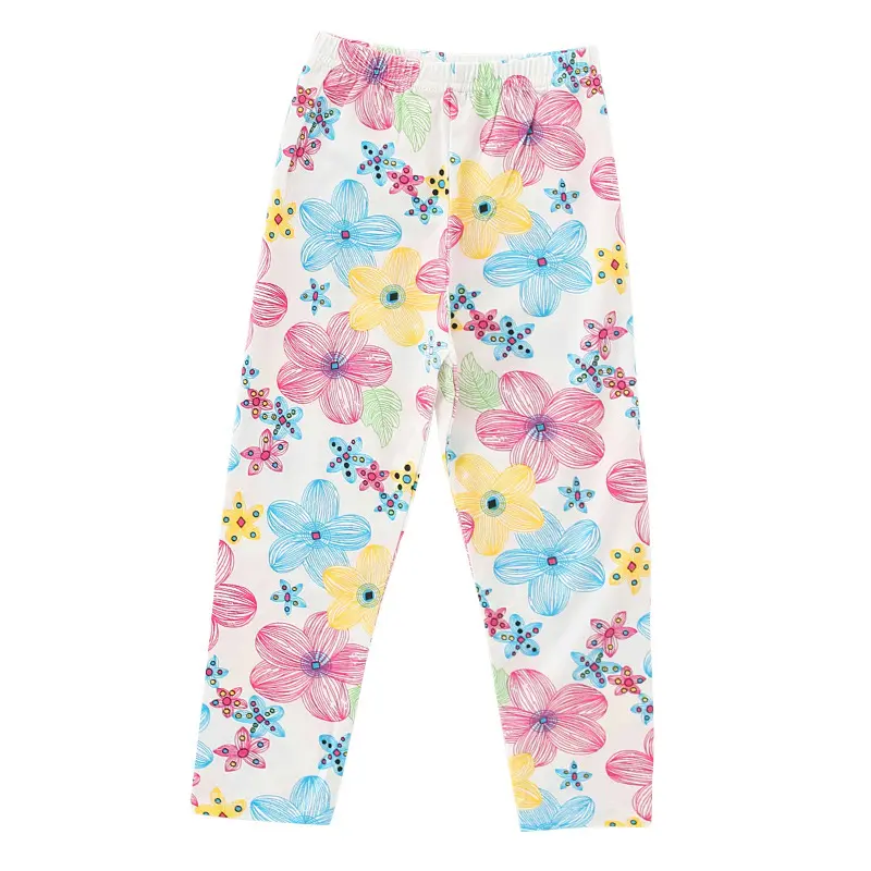 Little maven Baby Girls 2024 New Cartoon Flowers Leggings Children Pants Spring and Autumn Lovely Trousers for Kids 2-7 year