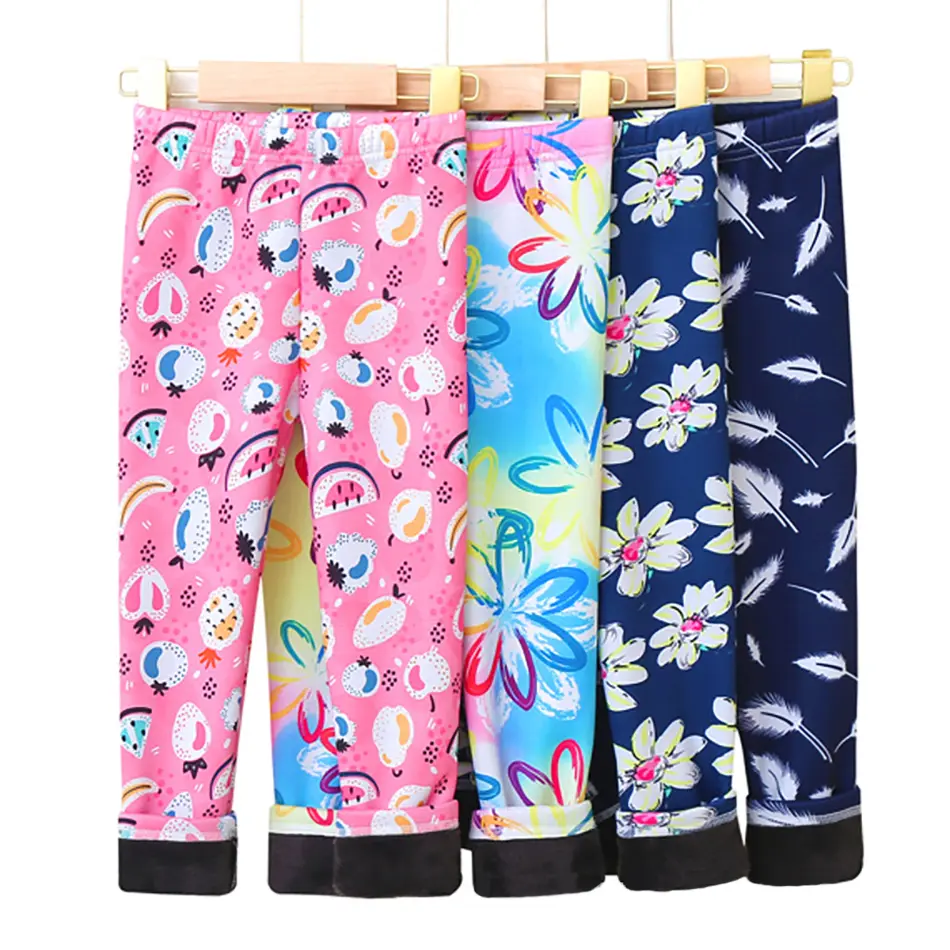 Toddler Girl Insulated Multiple Styles Fleece Pants Cozy and Trendy Warmth Leggings Autumn Spring Floral Striped for Little Ones