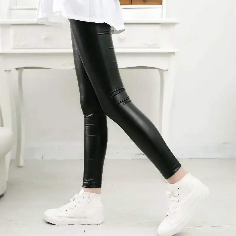 Spring Children's Pants for Girls Fashion Faux Leather Girls Leggings Thin Kids Skinny Trousers Kids Clothing Girl Pencil Pants