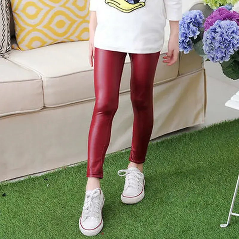 Spring Children's Pants for Girls Fashion Faux Leather Girls Leggings Thin Kids Skinny Trousers Kids Clothing Girl Pencil Pants