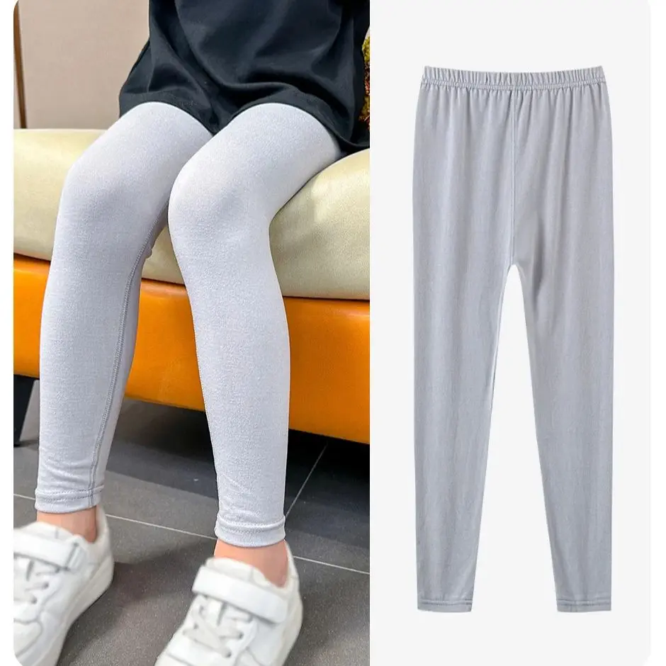 Girls four seasons black elastic basic leggings comfortable thin elastic waist pants casual Joker pantyhose pants.