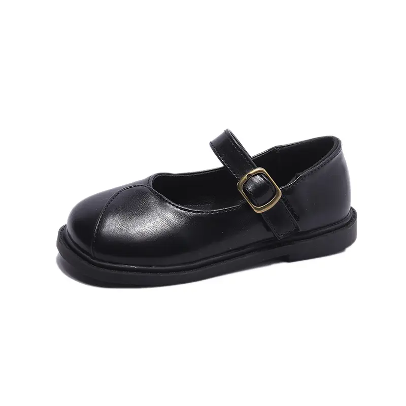 Princess Girls Spring Autumn Shoes Concise Style All-match Child Mary Janes 22-31 Black Beige Fashion School Kids Leather Shoes