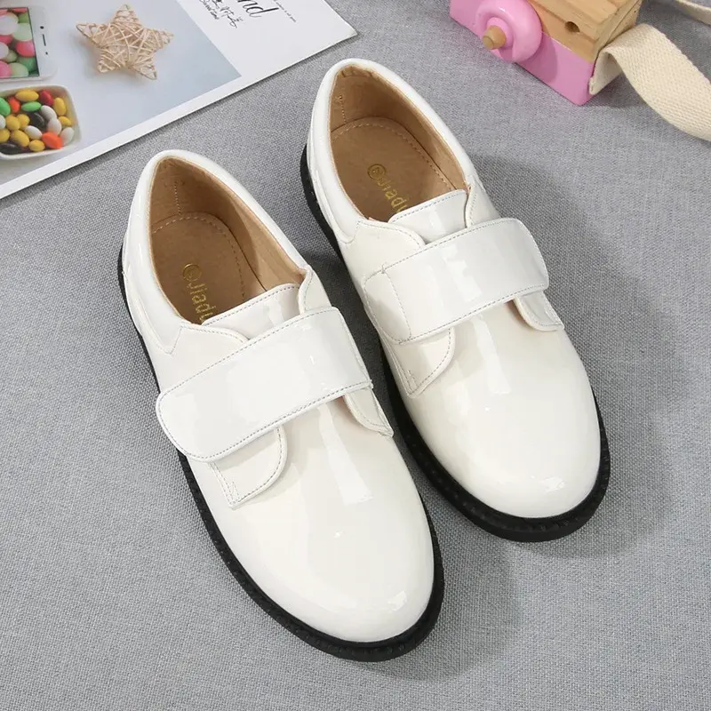 Boy Leather Shoe British Style School Performance Kids Party Shoes White Black Versatile Casual Children Moccasins Shoes Fashion