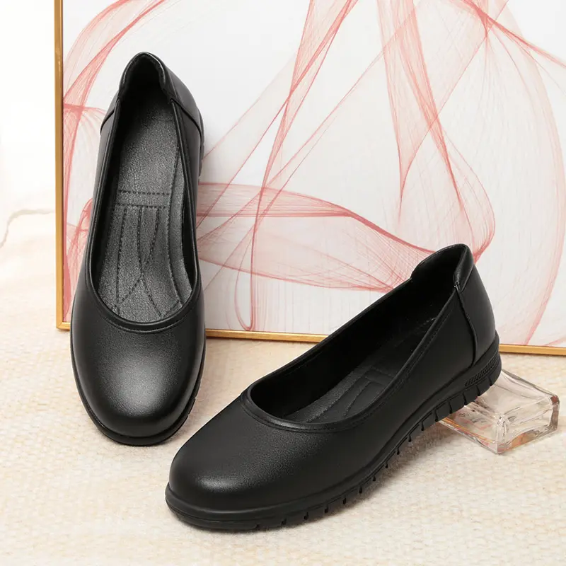 Spring Autumn Women Pumps Causal Soft Leather Shoes Fashion Office Solid Shoes Anti-slip Soft Bottom Comfort  Flat Shoes