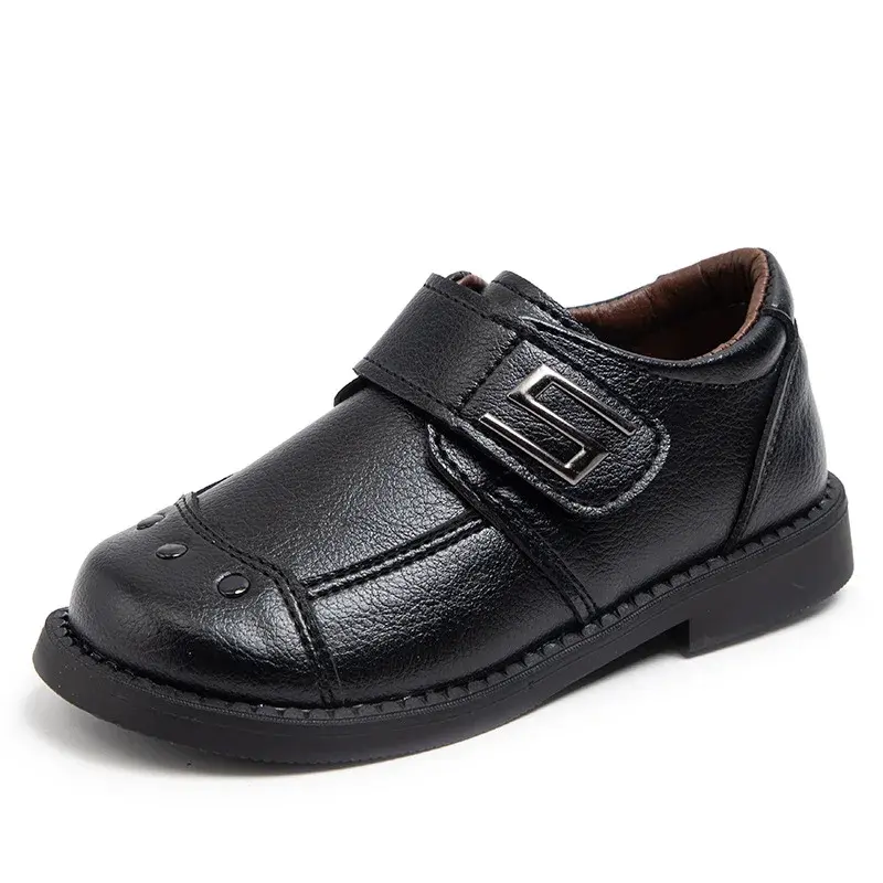 Toddler Shoes for Boys Black Versatile Kids School Uniform Flat Shoes Fashion Non-slip Matte PU Children's Formal Leather Shoes