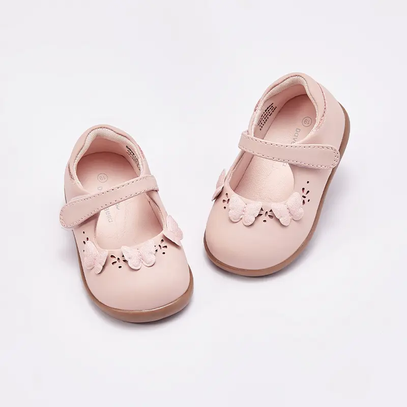 Dave Bella Pink Leather Shoes Baby Girls Shoes Cute Soft Sole Flat Shoes First Walkers Toddler Princess Footwear Shoes DB3241348