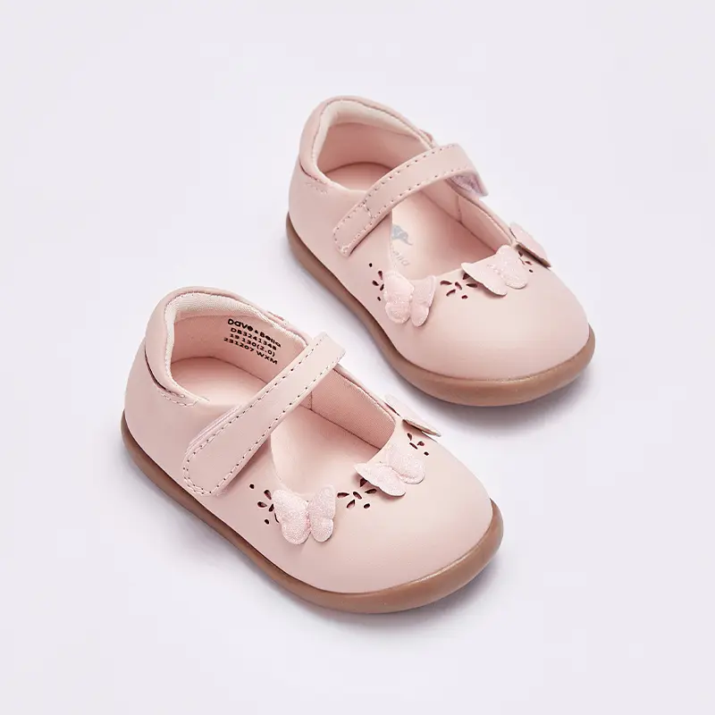 Dave Bella Pink Leather Shoes Baby Girls Shoes Cute Soft Sole Flat Shoes First Walkers Toddler Princess Footwear Shoes DB3241348