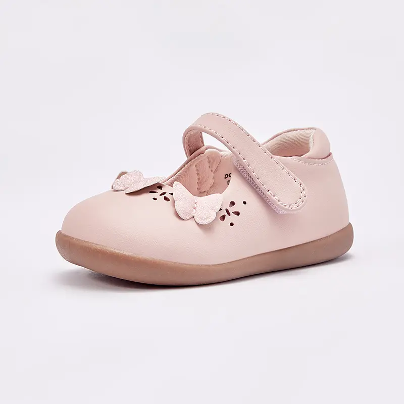 Dave Bella Pink Leather Shoes Baby Girls Shoes Cute Soft Sole Flat Shoes First Walkers Toddler Princess Footwear Shoes DB3241348