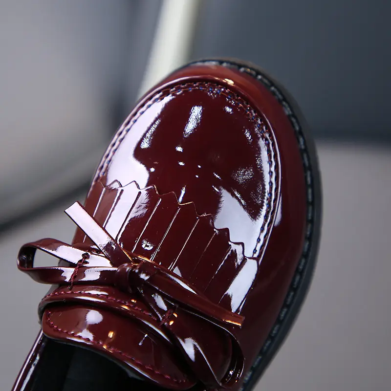 Fashion Tassel Kids Shoes Princess Little Girls Spring Autumn Patent Leather Black 2022 Children Wine Red School Shoes 3-12 Year