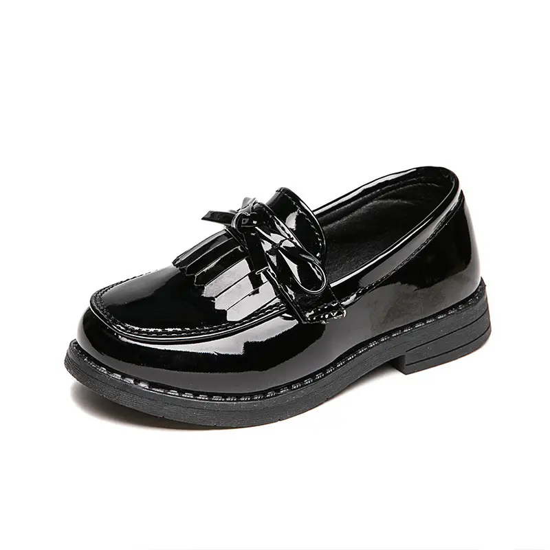 Fashion Tassel Kids Shoes Princess Little Girls Spring Autumn Patent Leather Black 2022 Children Wine Red School Shoes 3-12 Year